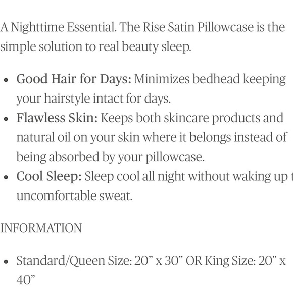RISE Essential Satin Pillowcase Standard/Queen 20”x30” Charcoal Grey NEW in Box main image 5
